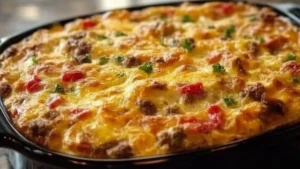 This make-ahead Christmas breakfast casserole is cozy, easy, and perfect for holiday mornings. Bake, slice & enjoy!