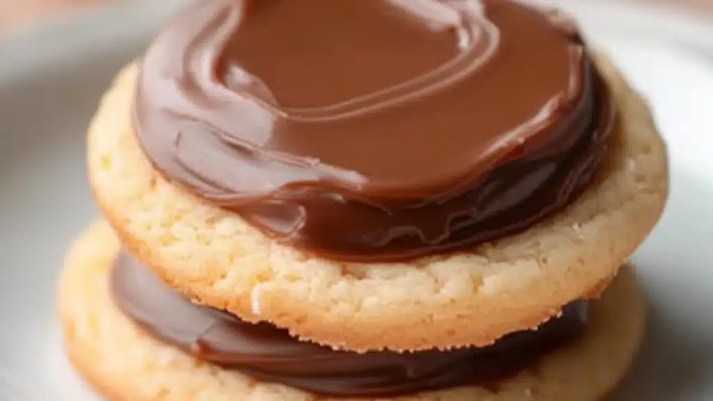 several cookies with peanut butter on them and the words, totally scrumpting twix cookies