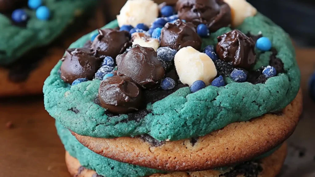 Colorful and Fun Cookie Monster Cookies That Delight All Ages Looking for a treat that brings a burst of color, playful energy, and bold flavor to your dessert table? These Cookie Monster Cookies are just the thing. Inspired by the beloved blue monster himself, this cookie recipe is packed with everything cookie dreams are made of: vibrant color, chunks of chocolate chip cookies, chocolate chips, and crunchy mini cookies all rolled into one irresistibly chewy, sweet bite. If you’re hunting for easy baking recipes desserts that are both fun and functional, you’ve hit the jackpot. Whether you're baking for a birthday party, a family night, or just want to add some cheerful color to your cookie tray, this recipe ticks all the boxes. Plus, it’s vegan-friendly, making it an ideal choice for anyone who enjoys baking sweets that everyone can enjoy. What Makes These Cookie Monster Cookies So Special Unlike typical monster cookies recipes, these stand out because they’re not only gourmet cookies in taste and texture, but also a visual treat. Here's why this recipe will become one of your go-to baked dessert recipes: Bold and playful blue color gives that Cookie Monster vibe Packed with chocolate chips and Oreo cookie chunks Vegan, dairy-free, and egg-free without compromising flavor Soft and chewy centers with a slight crunch around the edges Customizable with your favorite mix-ins or cookie add-ins Freezer-friendly and perfect for baking in batches These cookies bring all the nostalgia of classic TV characters and mix it with modern, plant-based baking perfection. If you’re exploring more fun treats, pair them with something equally eye-catching like Pumpkin Twists or Spooky Ghost Brown Butter Pumpkin Cookies . Ingredients You’ll Need for Cookie Monster Cookies Here’s what you’ll need to bring your Cookie Monster cookies to life: 1 cup vegan butter (or regular unsalted butter if not vegan) 1 cup brown sugar ½ cup granulated sugar 2 tsp vanilla extract 1 tbsp non-dairy milk (almond, oat, or soy) 2¼ cups all-purpose flour 1 tsp baking soda ½ tsp salt 10 Oreo cookies (crushed into chunks) ½ cup vegan chocolate chips ½ cup mini chocolate chip cookies (store-bought or homemade) Blue gel food coloring (vegan if needed) Make sure your vegan butter is softened but not melted. This helps achieve that soft, chewy cookie base with crispy edges that’s perfect for all kinds of tasty baking projects. If you love cookies with mix-ins, check out our Cheesecake Stuffed Chocolate Chip Cookies for another creative twist. How to Make Cookie Monster Cookies: Step-by-Step Instructions Let’s walk through how to bake these vibrant and delicious cookies: Preheat your oven to 350°F (175°C). Line your baking sheets with parchment paper or silicone baking mats. Cream together the vegan butter and sugars in a large bowl until light and fluffy using a stand or hand mixer. Add vanilla and non-dairy milk. Mix until well combined. Add dry ingredients. Stir in flour, baking soda, and salt. Mix until you have a thick dough. Add the food coloring. Add blue food coloring a little at a time until you reach your desired Cookie Monster shade. Fold in your mix-ins. Gently stir in chocolate chips, crushed Oreos, and mini cookies until evenly distributed. Scoop dough onto baking sheets using a cookie scoop or tablespoon, spacing them 2 inches apart. Bake for 10–12 minutes, or until the edges are golden and the centers look just set. Cool on the baking sheet for 5 minutes, then transfer to a wire rack to cool completely. Want to keep the fun going? These cookies would look amazing on a plate with Mini Halloween Pizzas for a themed celebration. Kitchen Tools and Equipment for Baking Cookie Monster Cookies To make this cookie recipe quick and stress-free, gather the following tools: Mixing bowls (large and medium) Hand mixer or stand mixer Measuring cups and spoons Spatula Baking sheets Parchment paper or silicone baking mats Cookie scoop Wire cooling rack Having these on hand makes baking easier and helps ensure your cookies bake evenly. Expert Tips for Perfect Cookie Monster Cookies Every Time Here are a few expert-level tips to take your Cookie Monster cookies from good to great: Don’t skip the chill: If your dough feels too soft, chill it for 20 minutes before baking to prevent excessive spreading. Use gel food coloring: Gel gives more vibrant color without adding too much moisture. Press extra mix-ins on top before baking for that bakery-style look. Try mini Oreos or themed cookies on top for added texture and fun. Mix by hand at the end to avoid crushing your mix-ins too much. For more tips and creative holiday cookie ideas, check out our Oreo Cheesecake Cookies recipe that’s also perfect for party trays and cookie swaps. Common Mistakes to Avoid with Monster Cookies Recipes Even easy recipes can go sideways with a few common baking mistakes. Here’s what to watch out for: Overmixing the dough: This can make cookies tough instead of soft and chewy. Overbaking: Take them out when the centers look slightly underdone—they’ll set as they cool. Skipping food coloring quality: Cheap liquid color can make your dough runny. Using hot pans: Always let baking sheets cool between batches to avoid spreading. Following these tips will help you master not just this recipe, but all your future cookies recette adventures. Creative Serving and Presentation Ideas for Cookie Monster Cookies Want to wow your guests? Try these fun ways to serve and style your cookies: Serve with mini glasses of non-dairy milk for a playful kids’ party tray. Add edible eyes for a true Cookie Monster look. Stack and wrap in a clear bag with a ribbon for cute party favors. Arrange on a dessert board with other baking sweets , like truffles or mini muffins. Pair with Strawberry Cream Soda for a fun color-themed dessert spread. These are especially great if you’re hosting a themed birthday or baby shower. How to Store and Freeze Cookie Monster Cookies Properly These cookies store well and are freezer-friendly, making them excellent desserts to make in bulk: At room temperature: Store in an airtight container for up to 5 days. In the fridge: Keeps well for 1 week (especially in warm climates). In the freezer: Freeze baked cookies for up to 2 months. Let thaw at room temperature before serving. Freezing dough: Roll dough into balls and freeze unbaked. Bake from frozen—just add 2 minutes to the bake time. This makes them perfect for prepping ahead during the holidays or events. Variations and Customization Ideas for Monster Cookies Feeling adventurous? Try these easy variations: Use different food coloring for themes (red for Elmo, green for aliens, etc.). Swap Oreos for other sandwich cookies like mint or peanut butter. Add rainbow sprinkles or candy eyes for a playful touch. Use gluten-free flour to make these allergy-friendly. Add vegan marshmallows or candy chunks for a bakery-style twist. You could also blend some techniques from our Mini Pumpkin Bread with Cinnamon Swirl for a fall-flavored variation. What to Serve with Cookie Monster Cookies (Kid-Friendly & Non-Alcoholic) Pair your cookies with fun, tasty drinks and snacks: Milkshakes — vanilla, chocolate, or cookies and cream Fruit-infused water for color balance Lavender Lemonade for a floral contrast Hot cocoa with blue sprinkles for winter parties Banana smoothies for something naturally sweet These combos are perfect for themed dessert tables and parties. Cookie Monster Cookies FAQ: Your Questions Answered Can I make these gluten-free? Yes! Use a 1:1 gluten-free flour blend and gluten-free mix-ins like certified GF Oreos. Can I make the dough ahead of time? Absolutely. Chill it for up to 48 hours or freeze dough balls for baking later. Do I have to use food coloring? No, but the blue color gives them their iconic Cookie Monster vibe. Can I make these without Oreos? Yes. Sub with any other chocolate sandwich cookie or add more mini chocolate chip cookies. Can I make these oil-free? It’s not recommended to replace the vegan butter with oil, as it changes the texture. Final Thoughts on These Tasty Baking Treats Whether you’re baking for kids, friends, or just yourself, these Cookie Monster Cookies bring fun, flavor, and vibrant personality to your kitchen. With their chewy texture, loaded cookie chunks, and cheerful color, they’re a guaranteed crowd-pleaser. They fit beautifully into gourmet cookies collections or easy baking recipes desserts for any celebration. If you're building a dessert platter, try pairing them with Pumpkin Cheesecake Cookies or No-Bake Cheerio and Peanut Butter Bars for a no-fail sweet combo. Tried and loved this recipe? Be sure to share it, save it, and subscribe to our blog for more joyful and creative cookie creations.