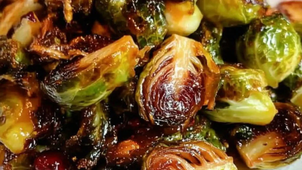 brussel sprouts and onions in a baking pan