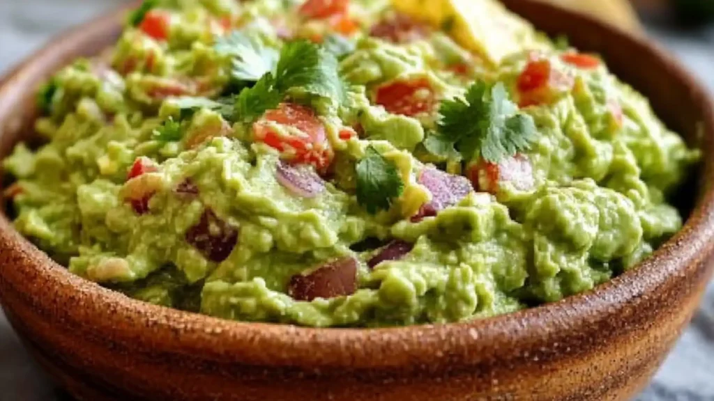 the best authentic guacamole recipe is shown in two different bowls, one with tortilla chips