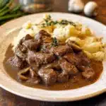 Beef Tenderloin Tips in Mushroom Gravy