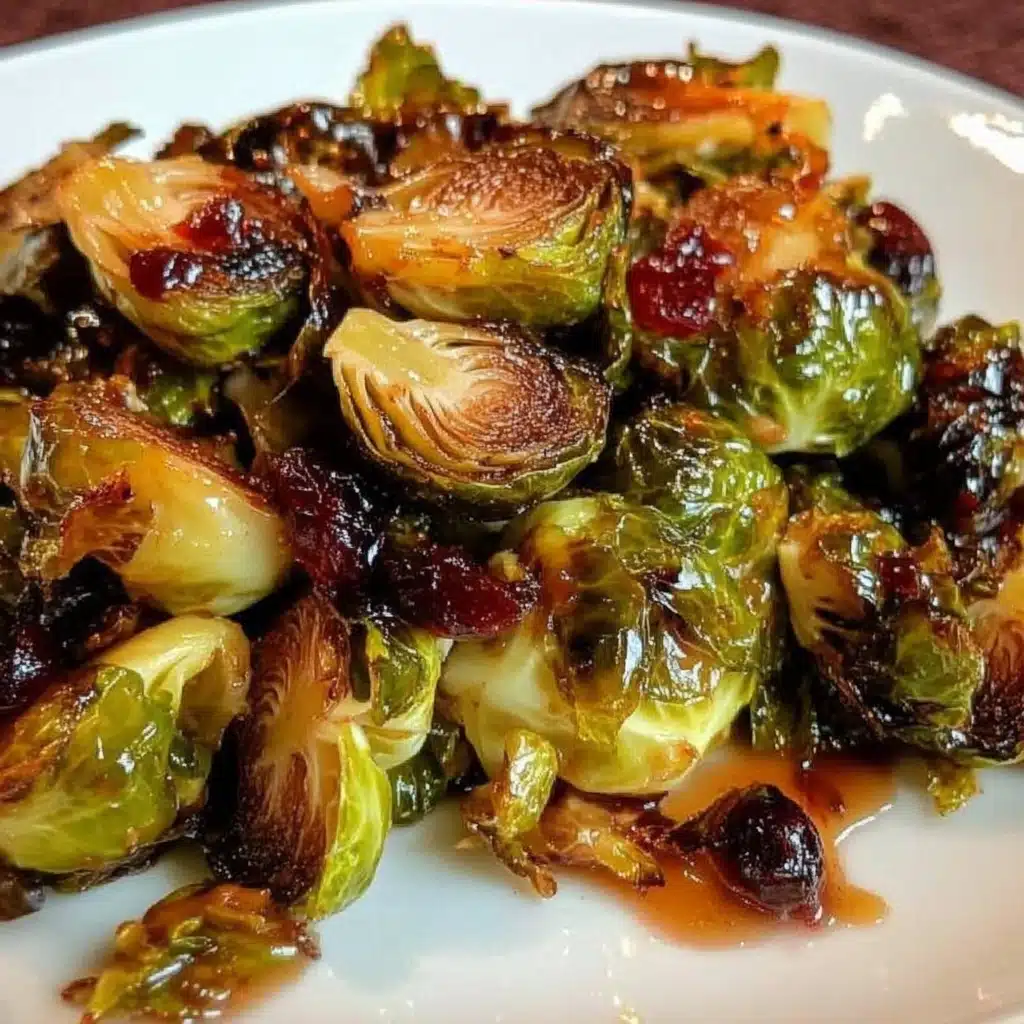 Caramelized Brussels Sprouts with Cranberry Pear Glaze