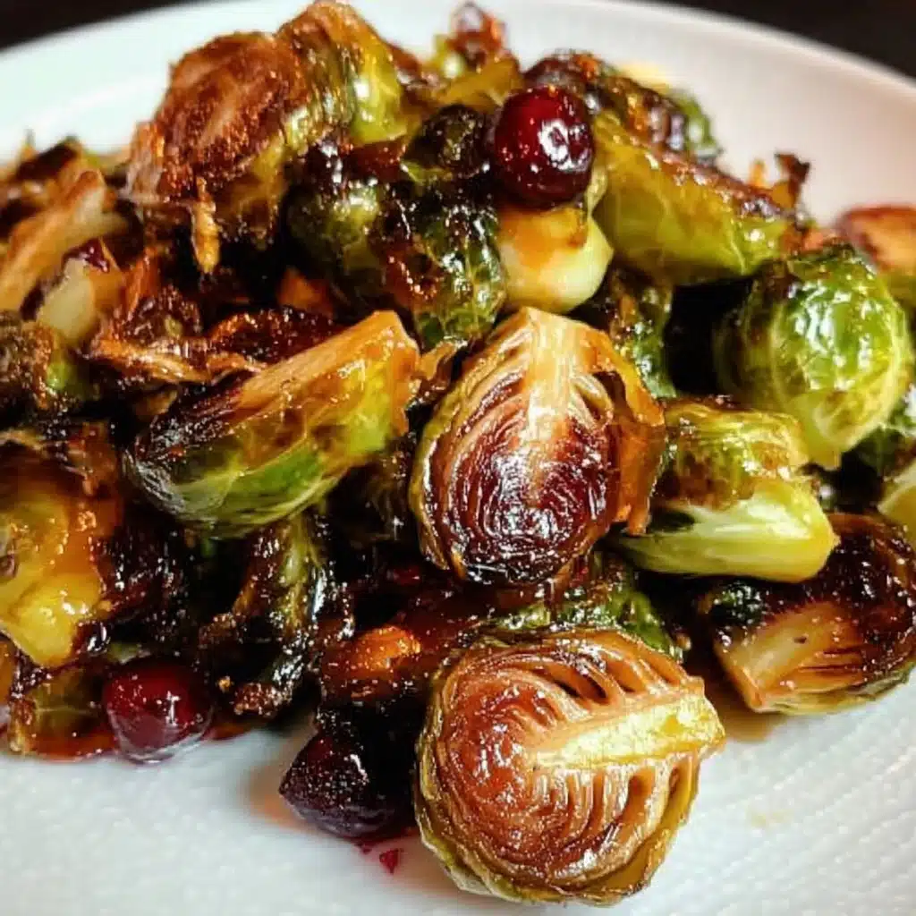 Caramelized Brussels Sprouts with Cranberry Pear Glaze