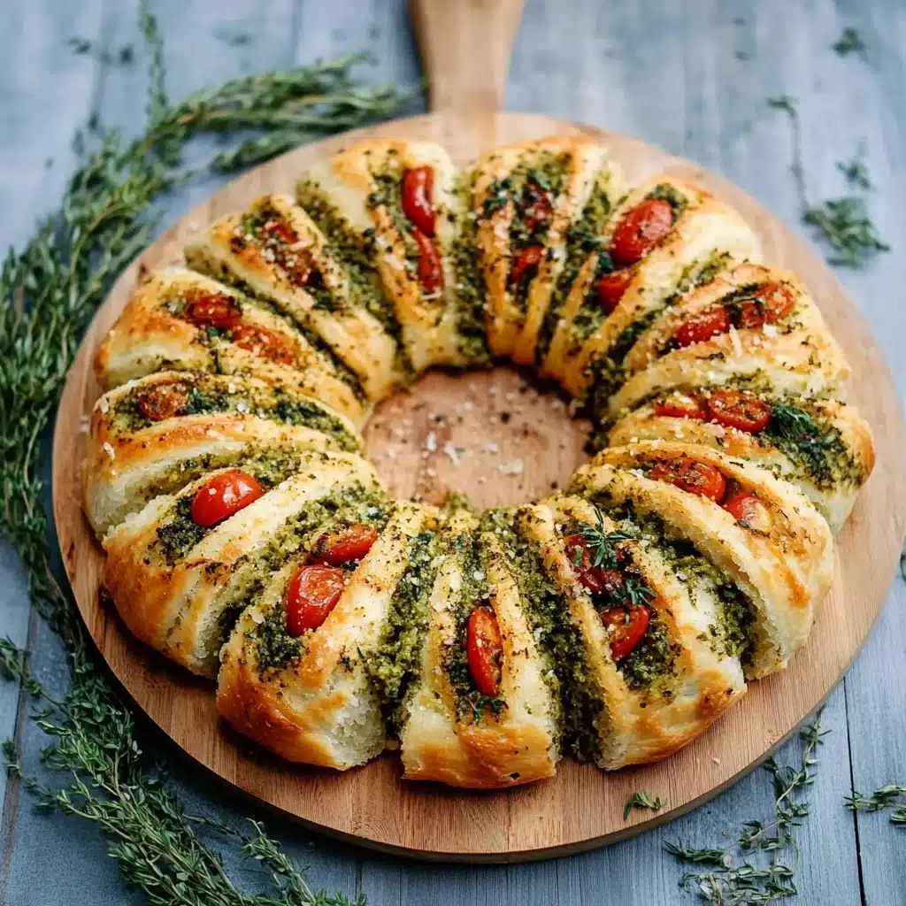 Cheesy Pesto Roll Wreath