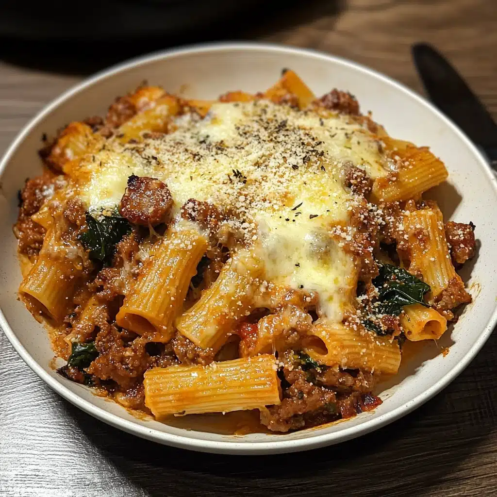 Cheesy Sausage and Spinach Pasta Bake