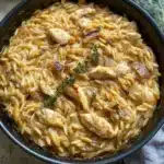 French Onion Chicken Orzo Casserole