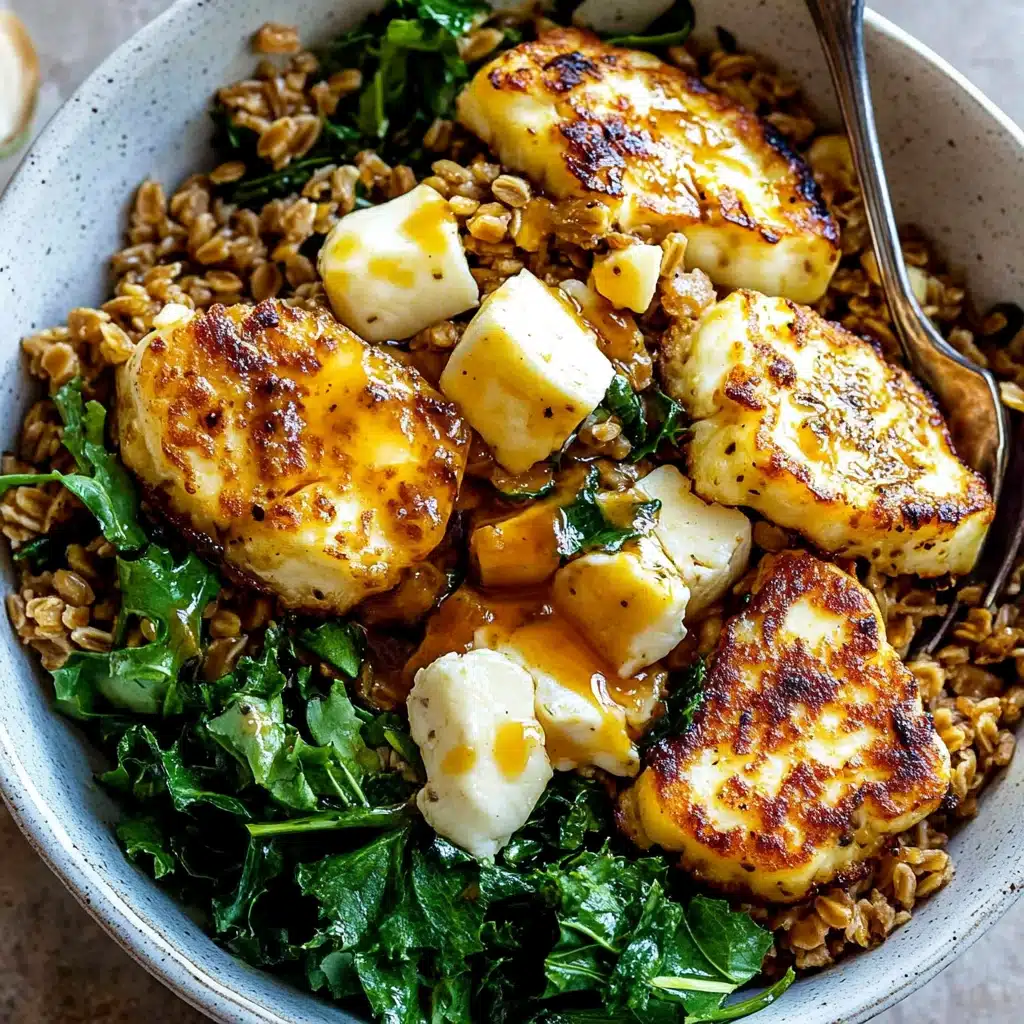 Halloumi Farro Bowls With Maple Dijon Dressing