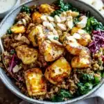 Halloumi Farro Bowls With Maple Dijon Dressing