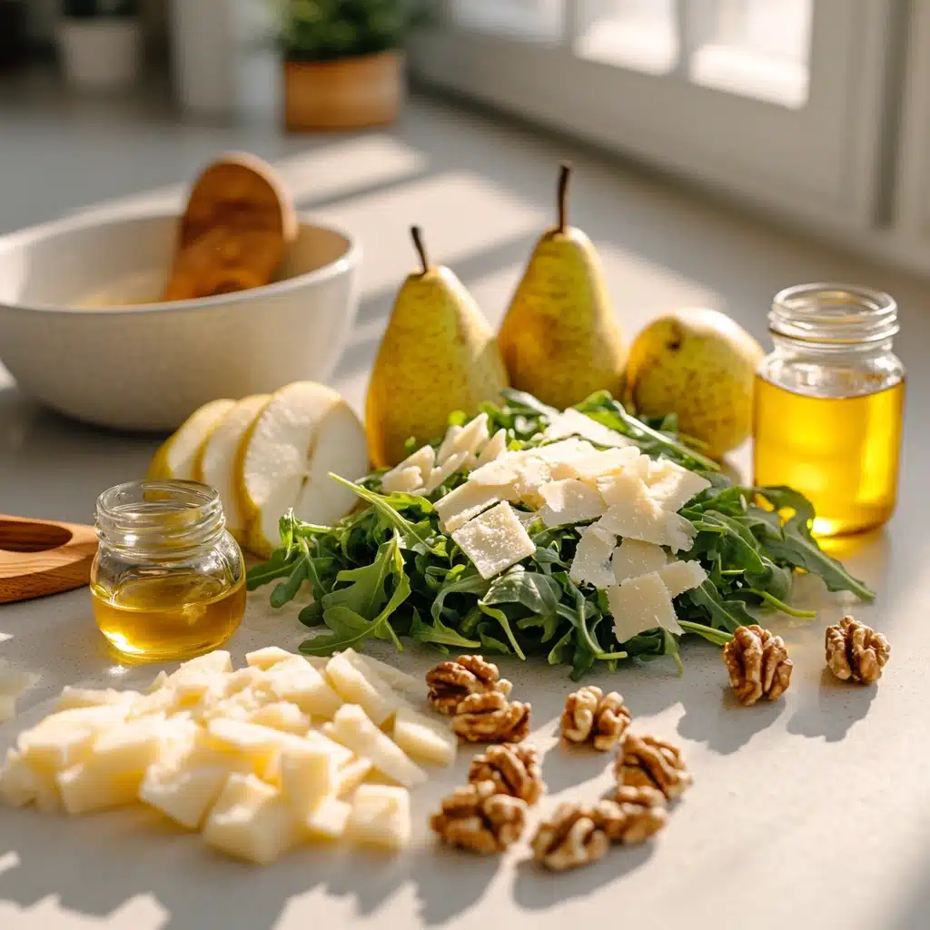 Pear and Rocket Salad With Parmesan and Walnuts