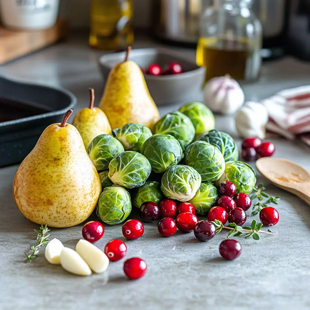 Caramelized Brussels Sprouts with Cranberry Pear Glaze