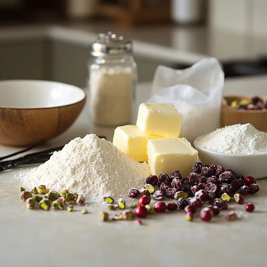 Cranberry Pistachio Shortbread Cookies