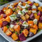 Roasted Beet & Carrot Lentil Salad with Feta, Yogurt & Dill