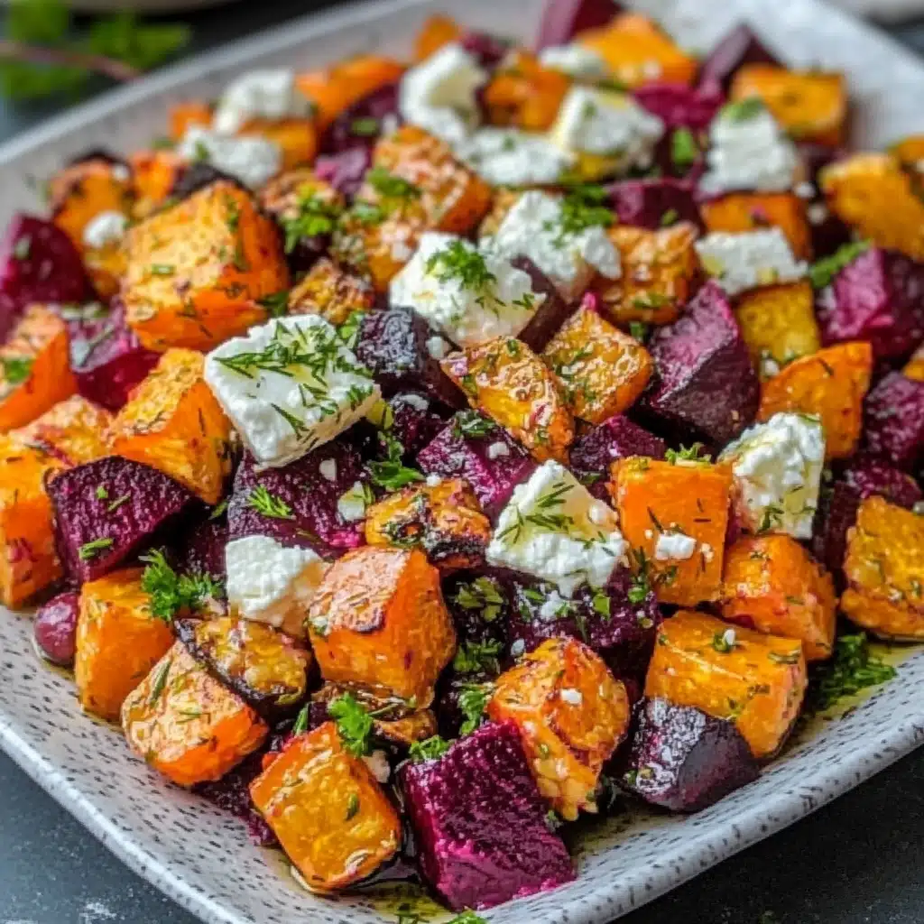 Roasted Beet & Carrot Lentil Salad with Feta, Yogurt & Dill