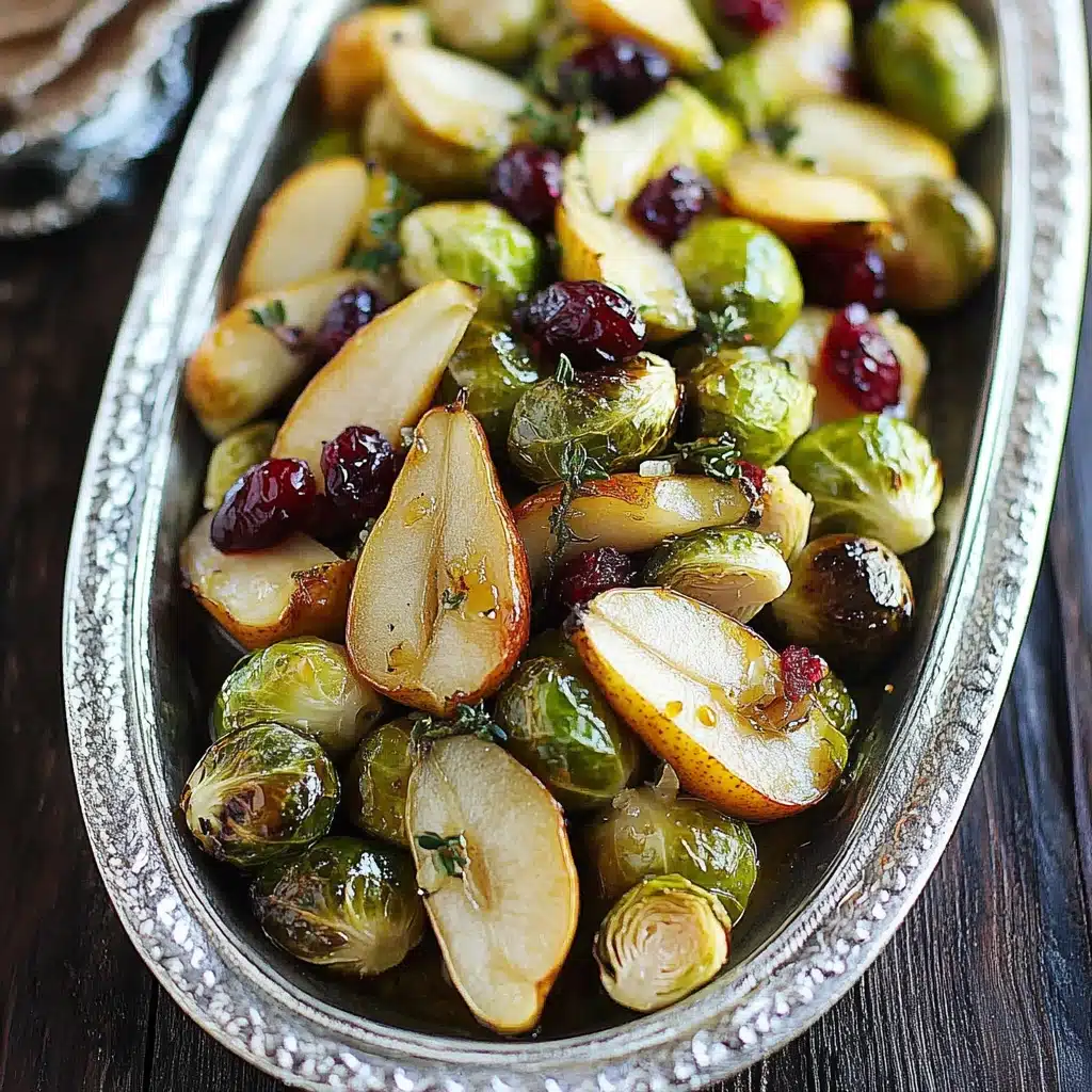 Roasted Pear and Cranberry Brussels Sprouts