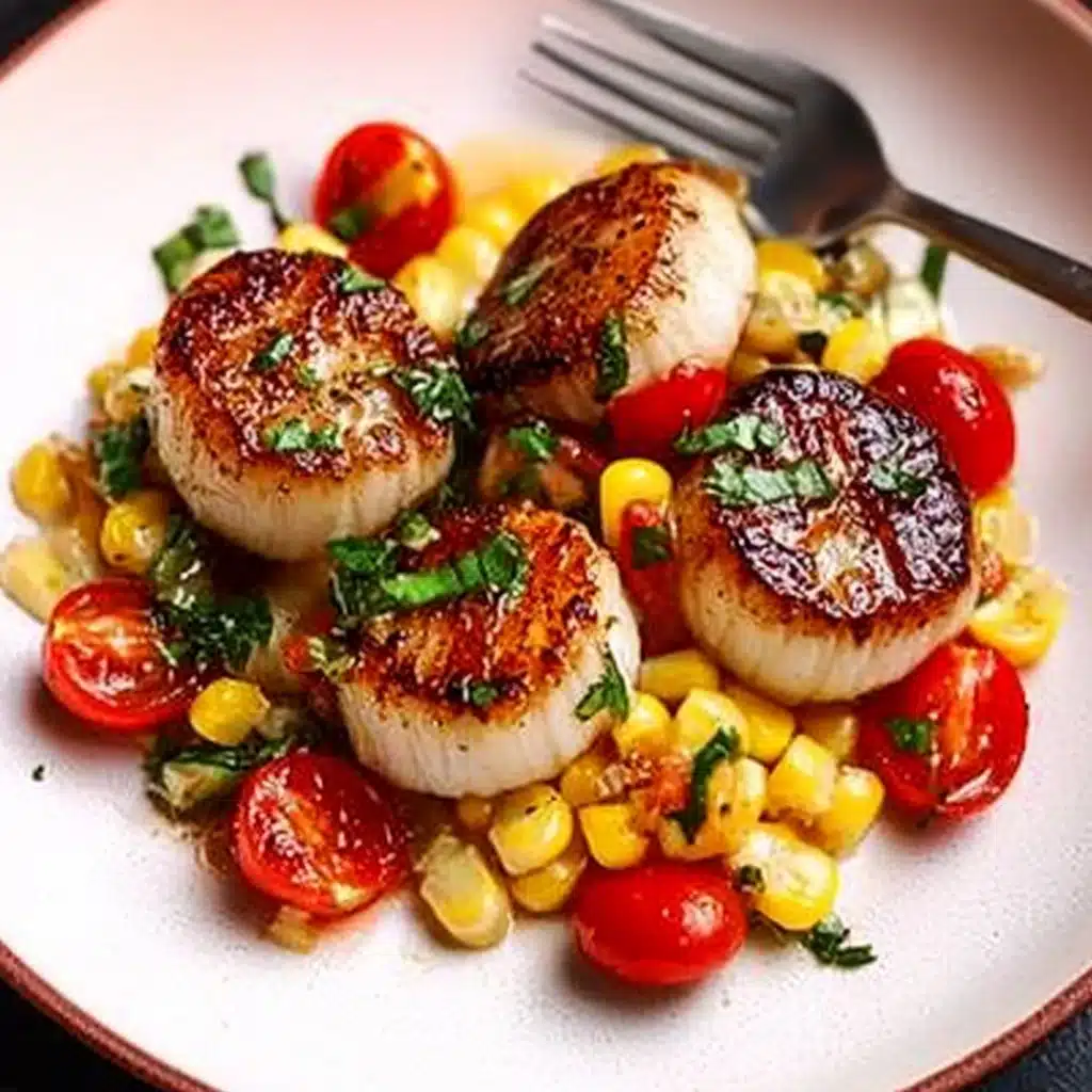 Scallops with Corn and Tomatoes