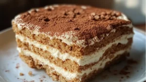 the best homemade gingerbread trirami cake is on a plate with a fork