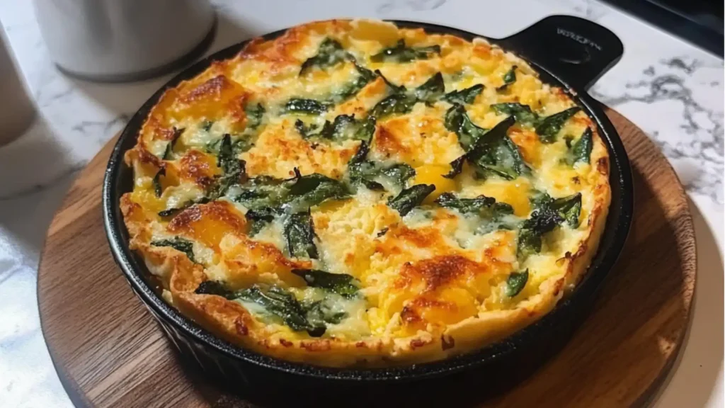 Close up of baked cottage cheese eggs. This high-protein breakfast is easy to make and tastes great.