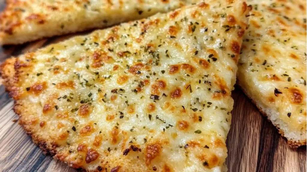an air fryer tortilla with garlic bread