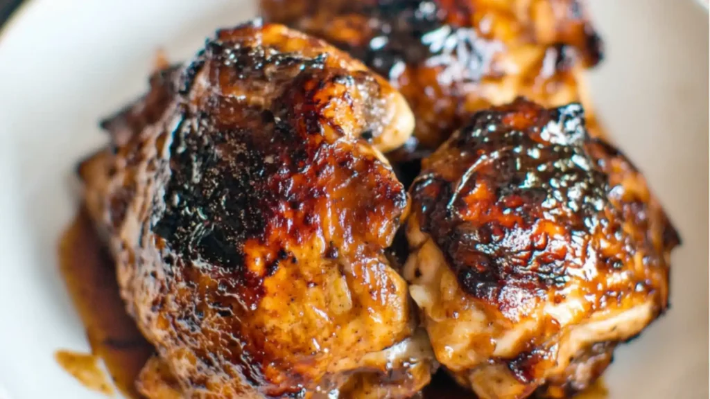 slow cooker balsamic chicken on top of pasta