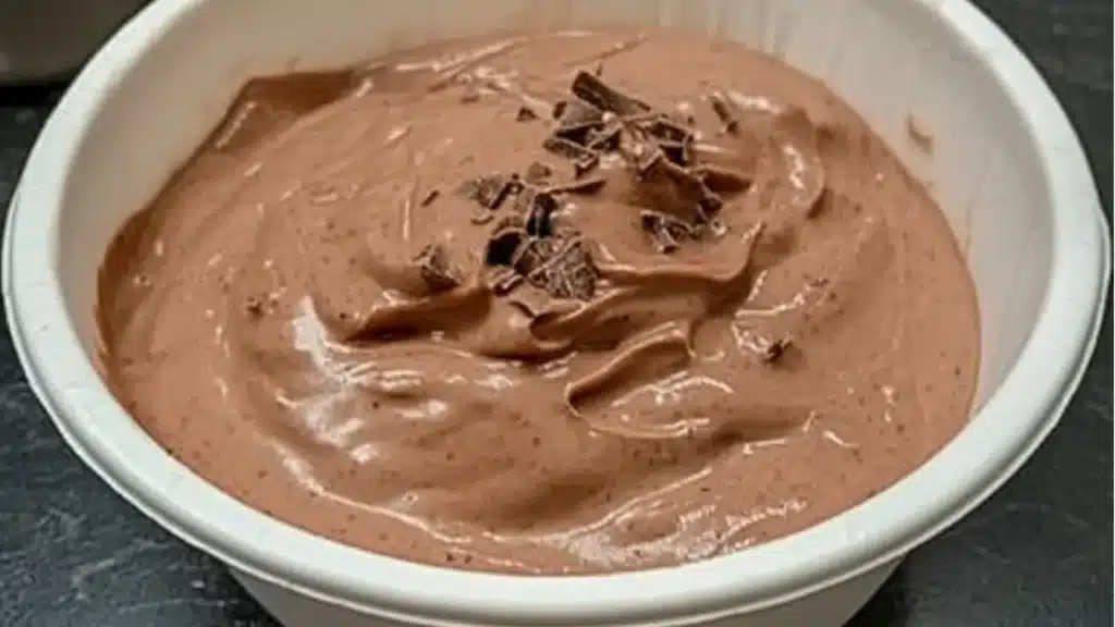 cup filled with chocolate pudding and strawberries