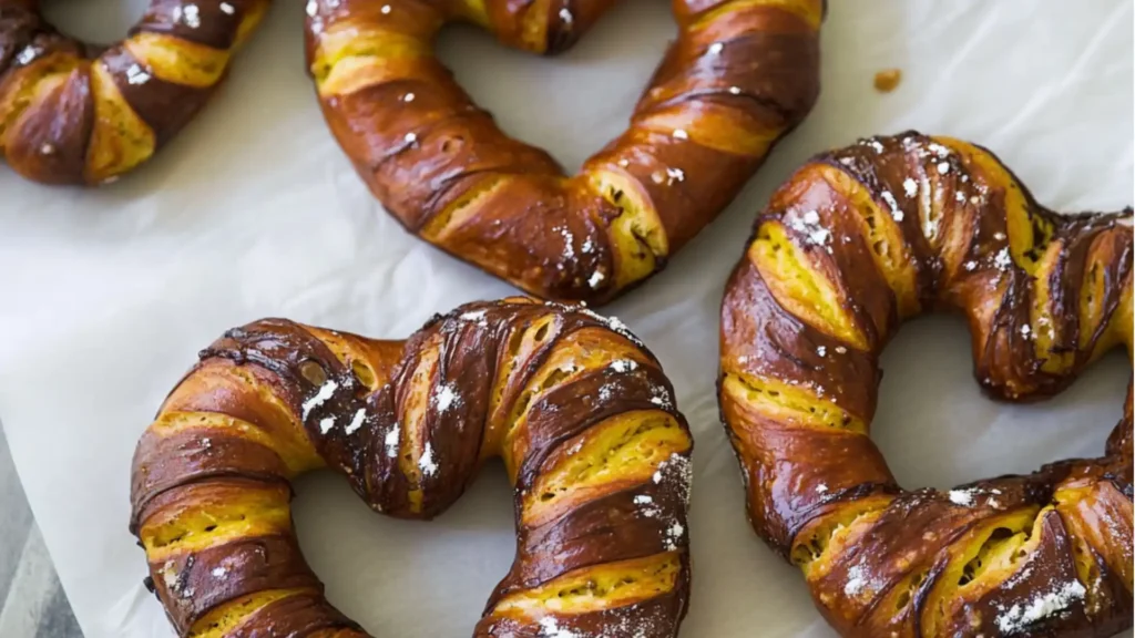 heart shaped cookies with sprinkles are arranged on a white surface