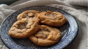 coffee butter cookies on a cooling rack with text overlay that reads coffee butter cookies