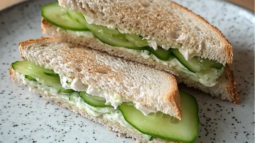 cucumber sandwiches stacked on top of each other with the words cucumber sandwiches below