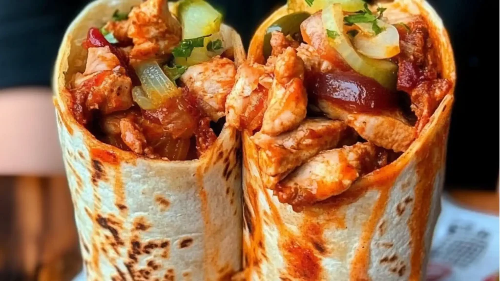 chicken shawarma with lemons, onions and lettuce