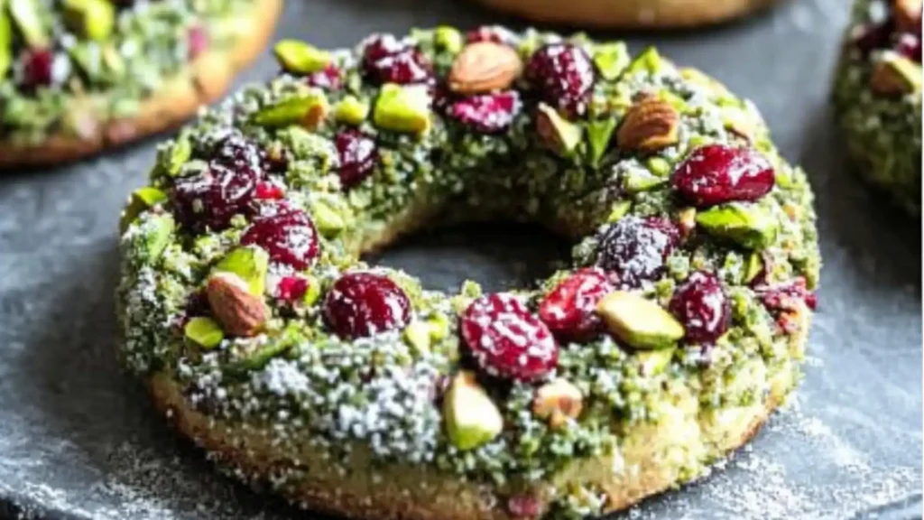 some cookies with nuts and cranberries on them