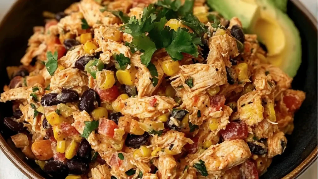 bowls filled with chicken salad and topped with tortilla chips on the side