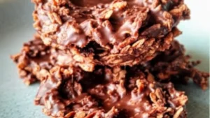 chocolate peanut butter haysacks in a glass bowl