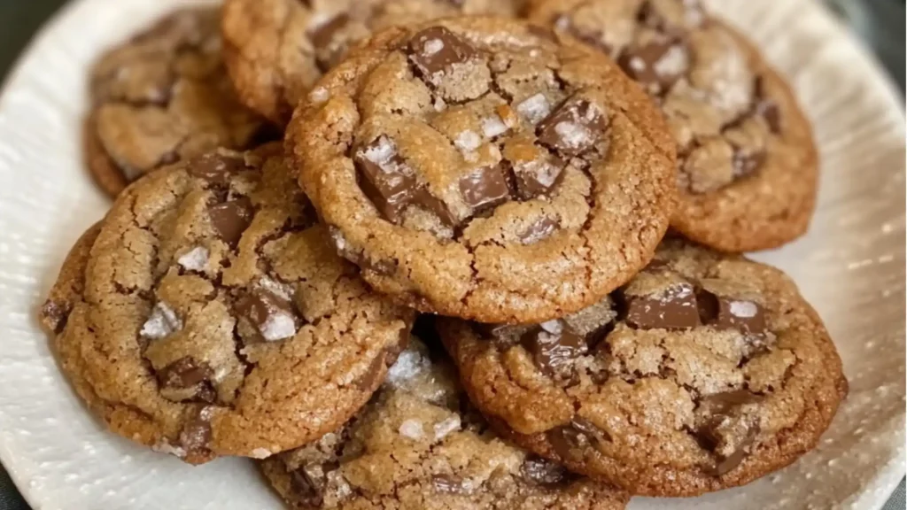 several cookies stacked on top of each other with chocolate chips and caramel chunks in the middleseveral cookies stacked on top of each other with chocolate chips and caramel chunks in the middle