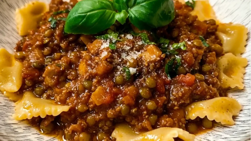 the recipe for rich mushroom and lentil ragu