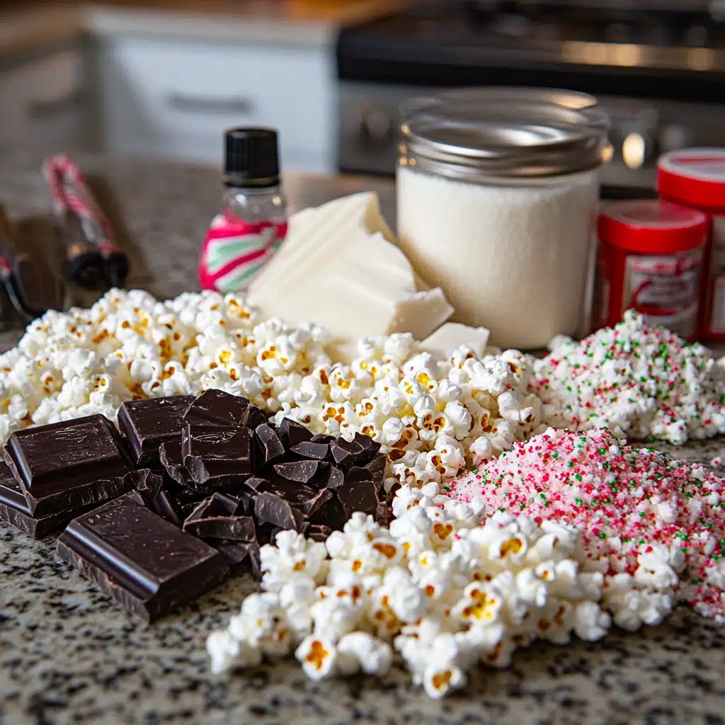 Festive Peppermint Bark Popcorn