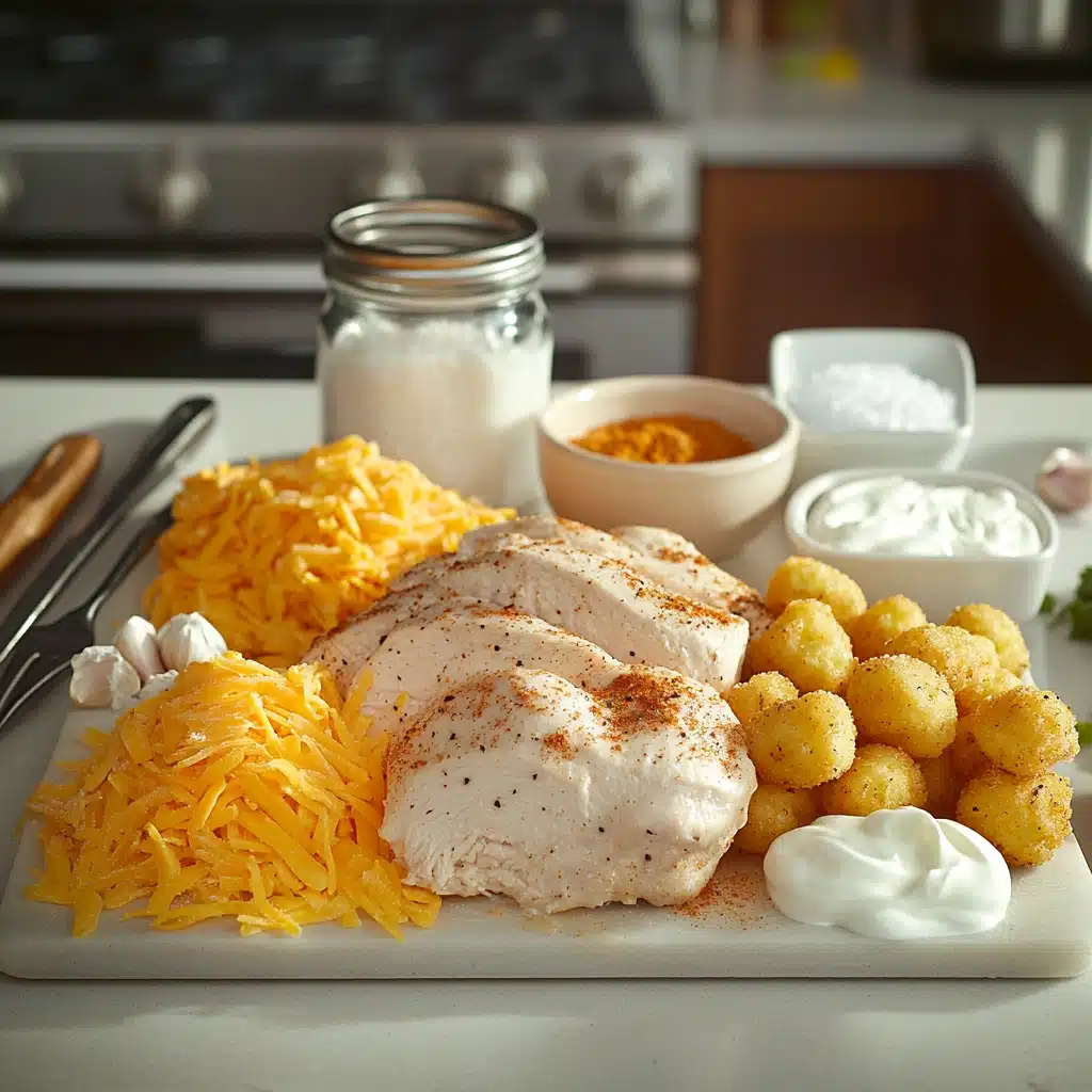 Cheddar Ranch Chicken Tater Tot Bake