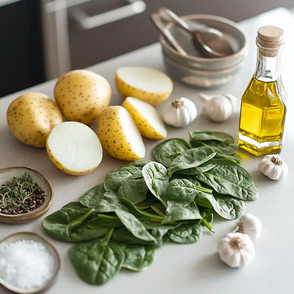 Oven-Roasted Potatoes with Spinach and Mushrooms