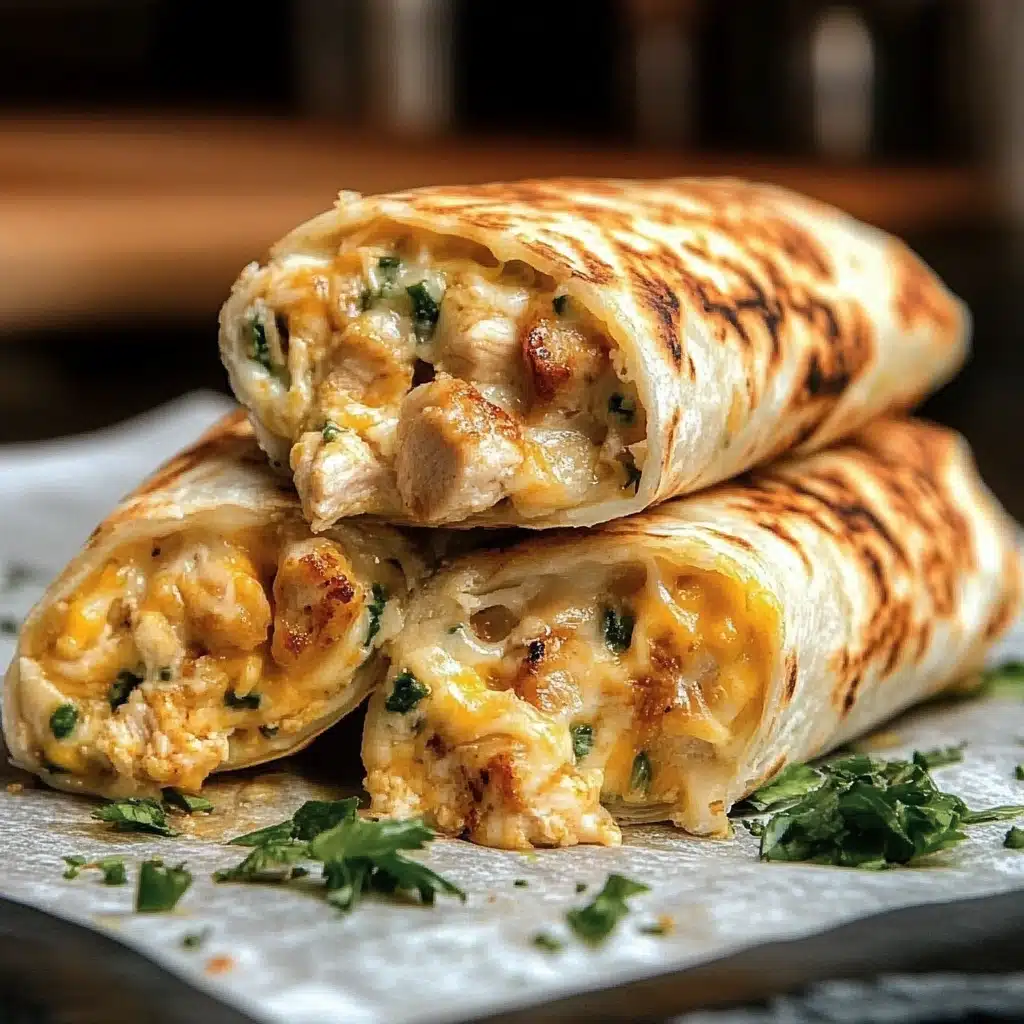 Ooey-Gooey Cheesy Garlic Chicken Wraps