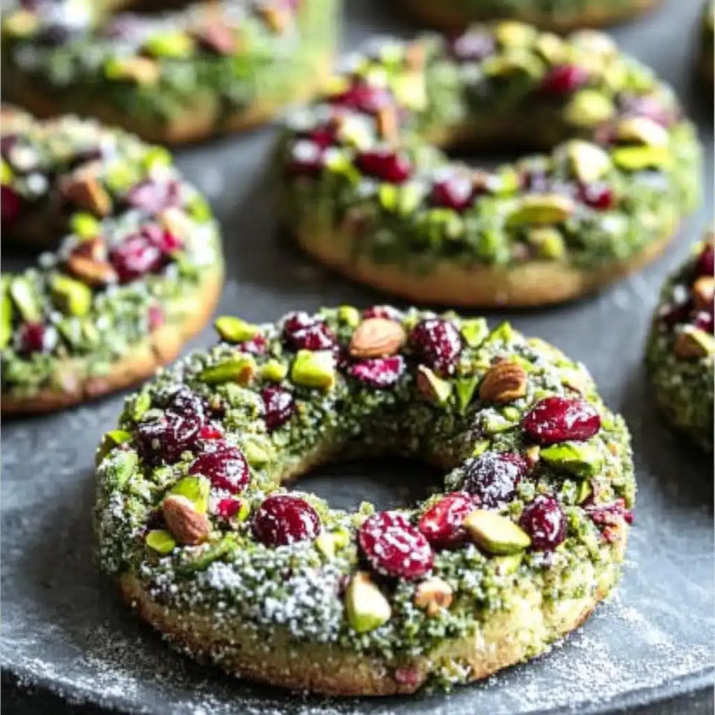 Pistachio Cranberry Wreath Cookies