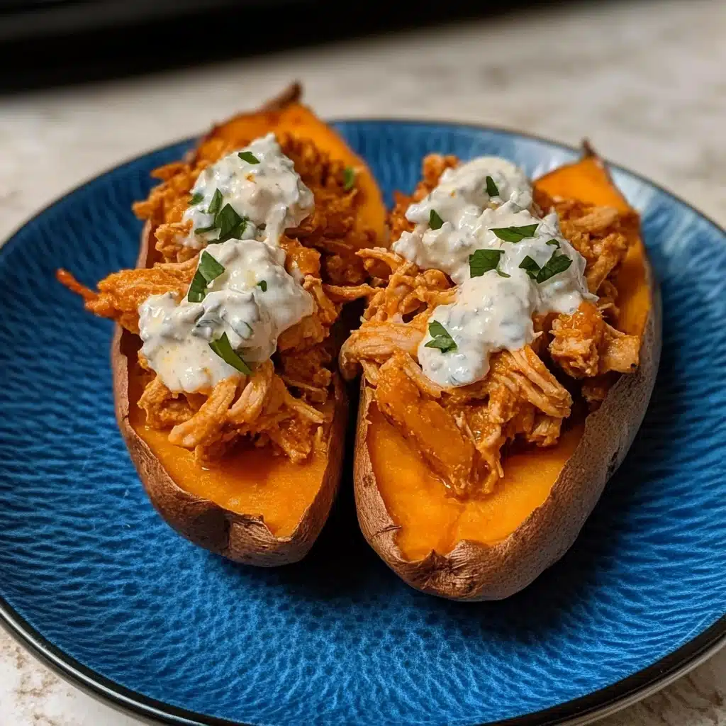 Slow Cooker Buffalo Chicken Sweet Potatoes