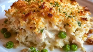 dump - and - bake chicken alfredo rice casserole is an easy dinner recipe