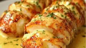 the best air fryer lobster tails with butter and parmesan cheese on them