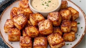 there are many small pieces of food on the trays that have been cut into squares