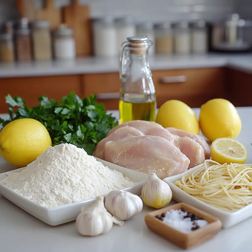 Romano Chicken with Lemon Garlic Pasta