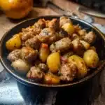 One Pan Sausage and Creamed Potatoes